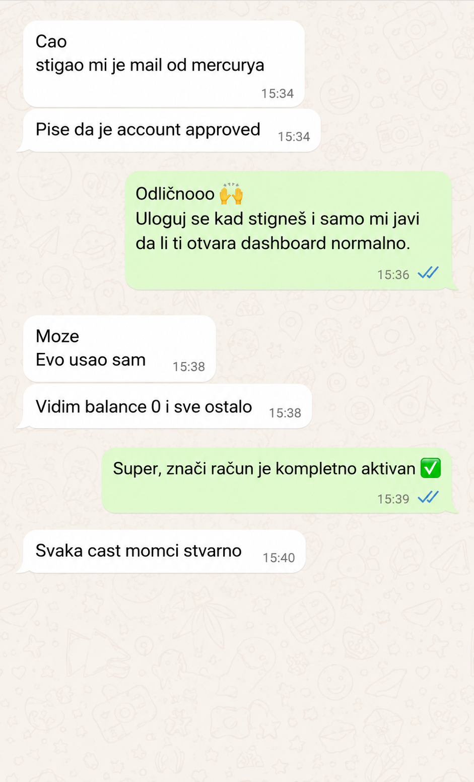 WhatsApp razgovor sa klijentom Armin S.